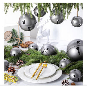 NEW 12 Pack Large Christmas Star Sleigh Bells Ornaments Jumbo